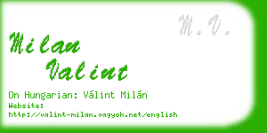 milan valint business card